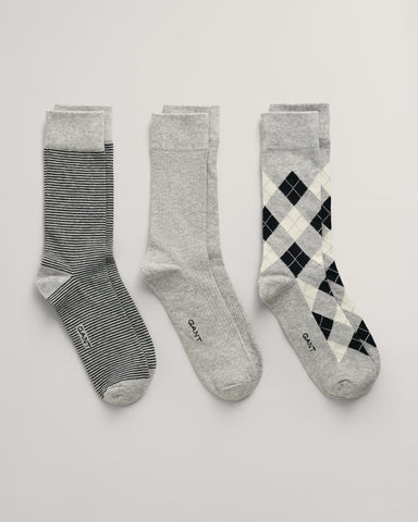 3er-Pack Argyle Socken