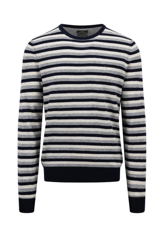 O-Neck, Merino Cashmere, fine stripe