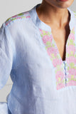 linen blouse with multicolour embroidery